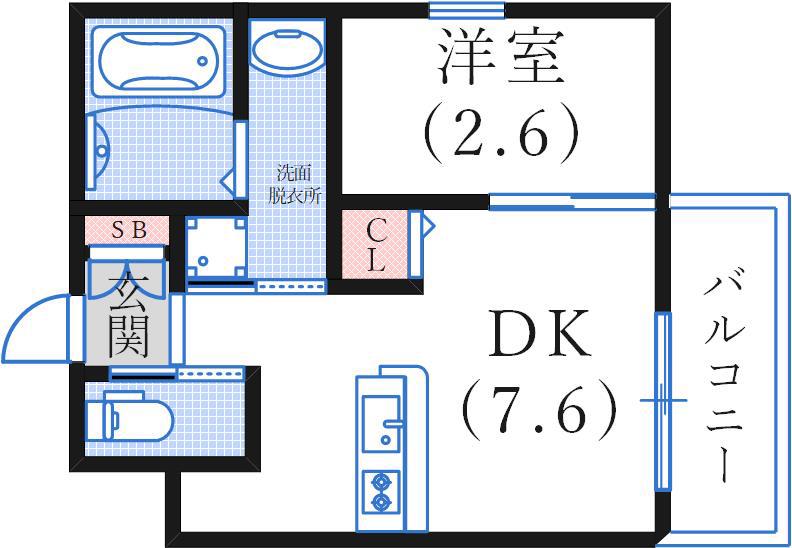 ワコーレヴィータ国香通(1DK/3階)の間取り写真