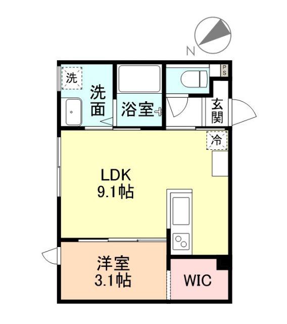 REPOT(1LDK/2階)の間取り写真