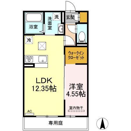 グレイスペアランス(1LDK/1階)の間取り写真