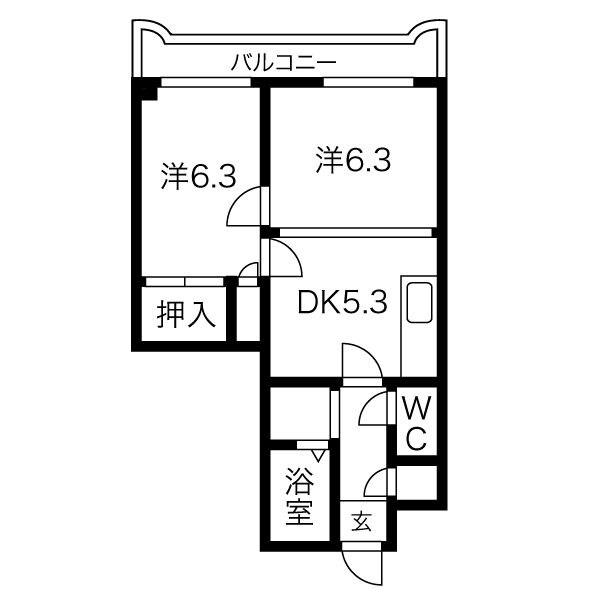 ティアラ手稲本町(1LDK/5階)の間取り写真