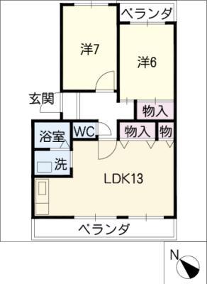 セントポーリア滝の水(2LDK/2階)の間取り写真