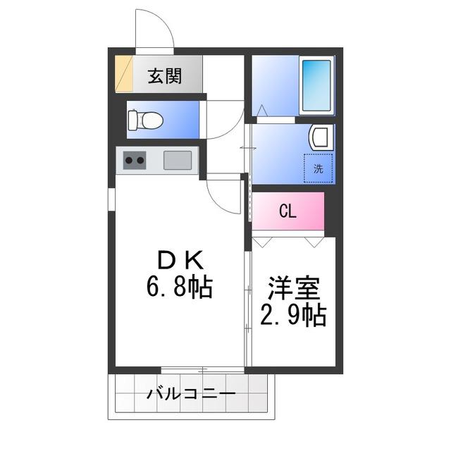 SMITH堺(1DK/3階)の間取り写真