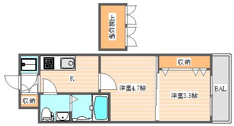 NO54 WES PROJECT博多駅南(2K/11階)の間取り写真