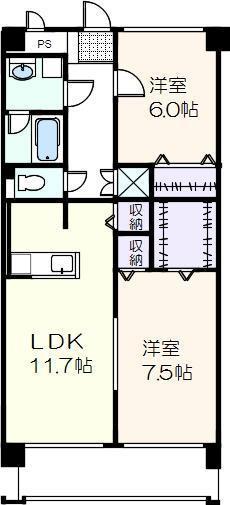 アトランティス川花(2LDK/3階)の間取り写真