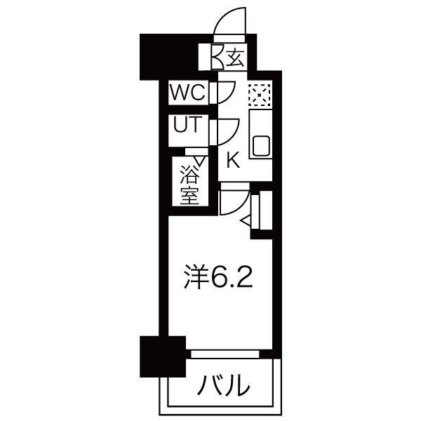 メイクスWアート今池III(1K/10階)の間取り写真