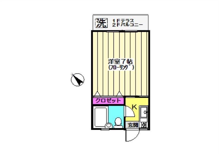 フラット荻窪I(1K/1階)の間取り写真