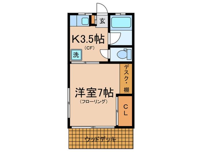 けやき荘(1K/1階)の間取り写真