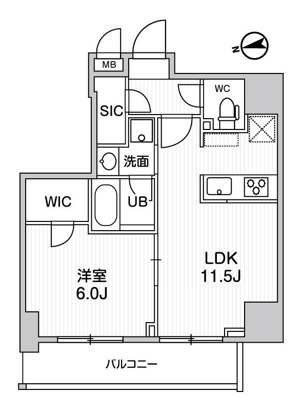S-RESIDENCE新御徒町CHIARO 002B(1LDK/2階)の間取り写真