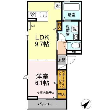セジュールカサガワ(1LDK/2階)の間取り写真