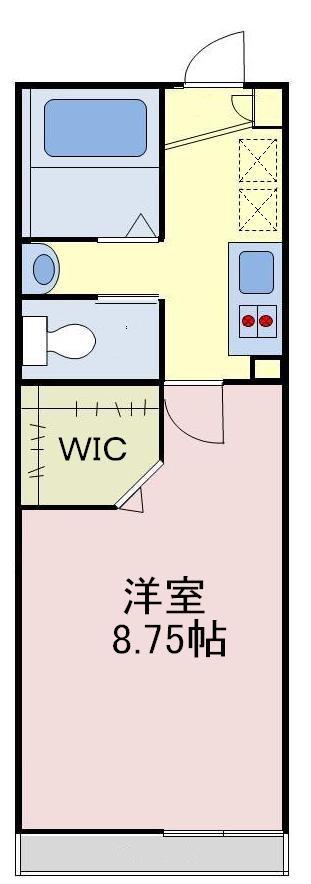 パームテラスII(1K/2階)の間取り写真