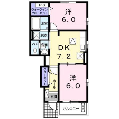 コンフォールI(2DK/1階)の間取り写真