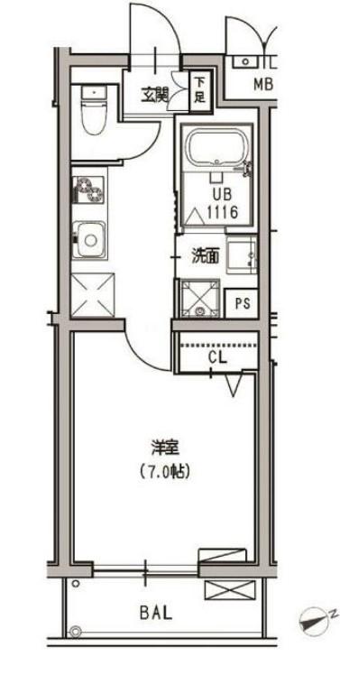 MDM早稲田(1K/2階)の間取り写真