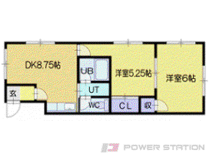 ECOA末広5丁目B(2DK/2階)の間取り写真