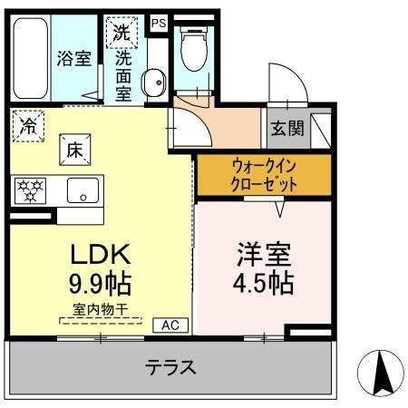 MELS COURT(1LDK/1階)の間取り写真