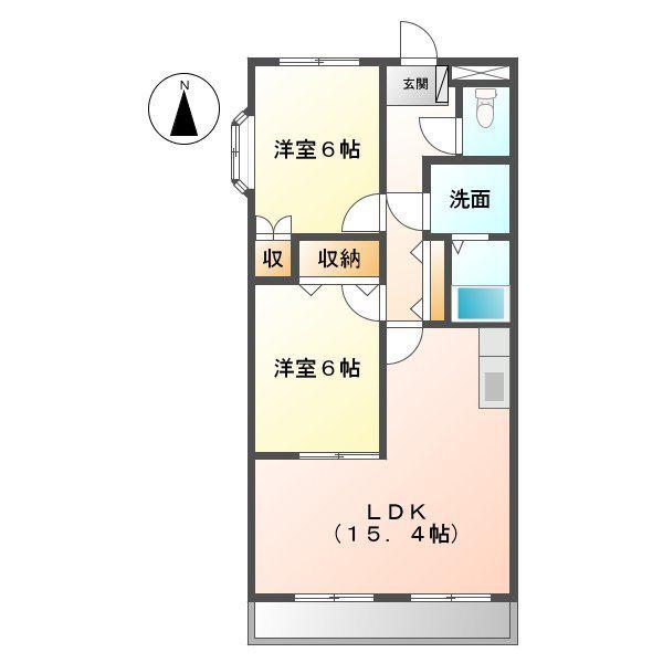 ASOBI-PALACE春木白土(2LDK/2階)の間取り写真