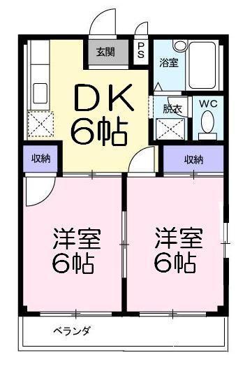 エクセレントプラザ(2DK/2階)の間取り写真