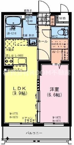 グレイスボヌール(1LDK/1階)の間取り写真