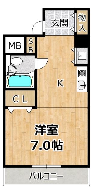 ロイヤル姫島(1K/4階)の間取り写真