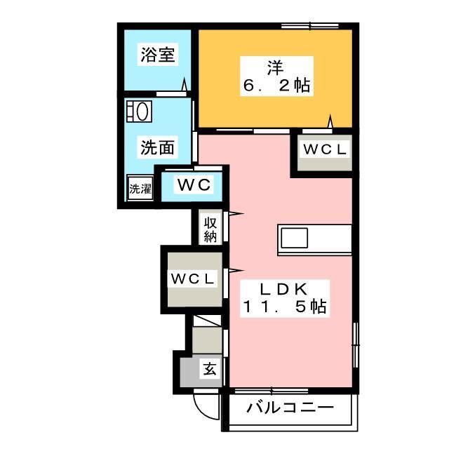 エルドラード磐田(1LDK/1階)の間取り写真