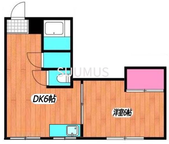 宇佐見ビル(1DK/2階)の間取り写真