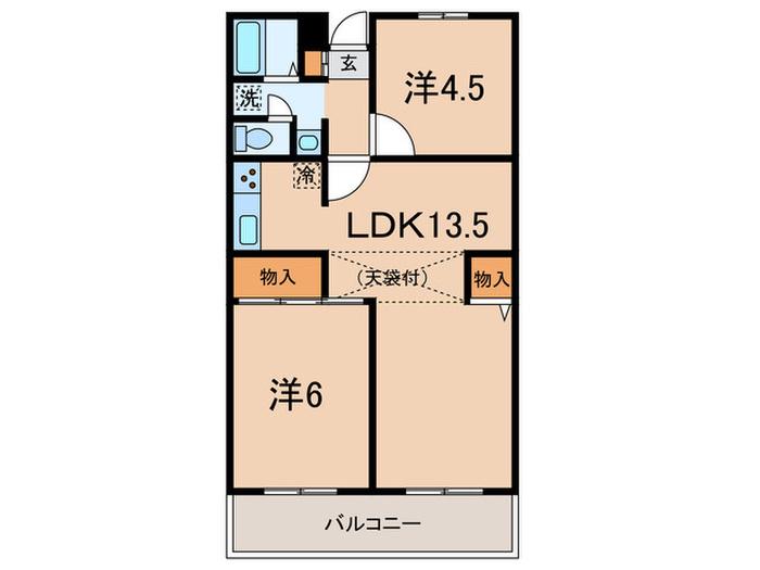 モンクリプトメリ(2LDK/4階)の間取り写真
