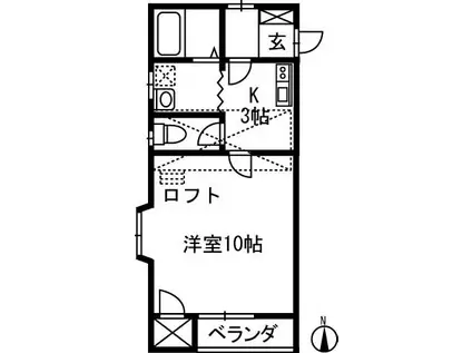 クレヨンハウス(1K/2階)の間取り写真