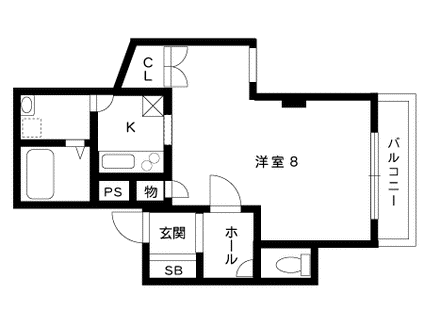 JR東海道本線 摂津本山駅 8階建(1K/5階)の間取り写真