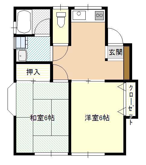 IBIS HAITUB(2DK/1階)の間取り写真