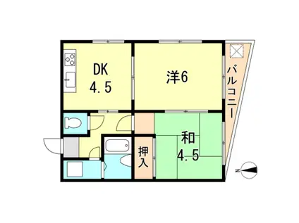 中内ハイツ(2DK/2階)の間取り写真