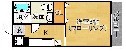 プロスパ83(1K/2階)の間取り写真