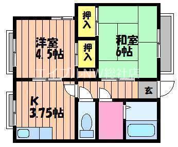 グローバル沖新町(2K/2階)の間取り写真
