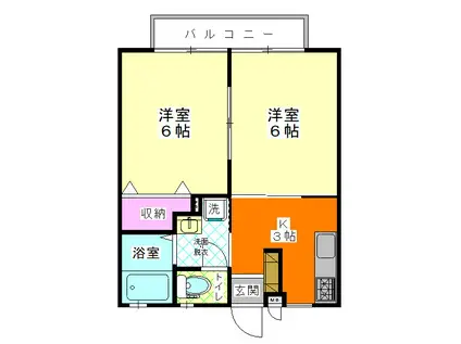 サンハイツ(2K/2階)の間取り写真