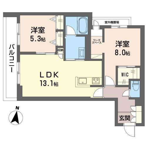 シャーメゾン ヴァンヴェール(2LDK/3階)の間取り写真