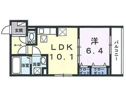 氷室町ペット飼育可能アパート(1LDK/2階)の間取り写真