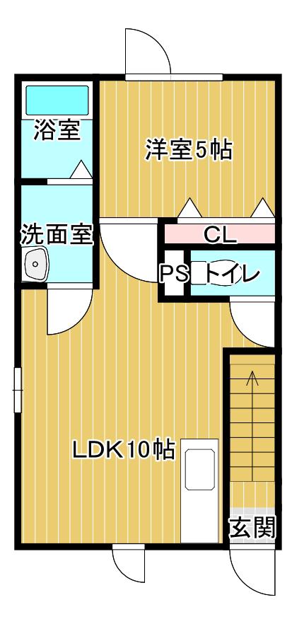 クローバーハウスV(1LDK/2階)の間取り写真