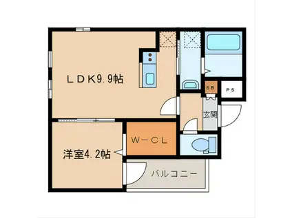 CHERIM名島(1LDK/1階)の間取り写真