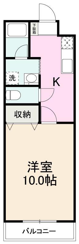 クリエイティブ河田(1K/2階)の間取り写真