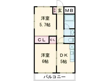 上中グリーンハイツ(2DK/3階)の間取り写真