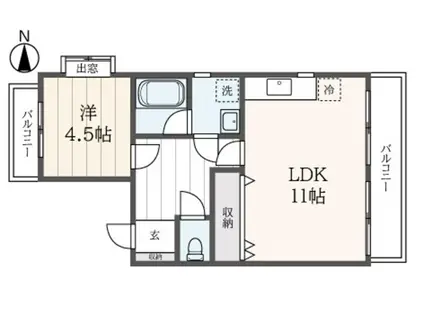 ヒルクレスト石川(1LDK/2階)の間取り写真