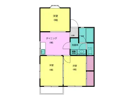 ホワイトパレスA(3DK/1階)の間取り写真