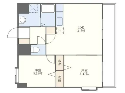 THE RESIDENCE PARK佐賀駅南II(2LDK/9階)の間取り写真