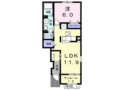 デュオ・フリーデン(1LDK/1階)の間取り写真