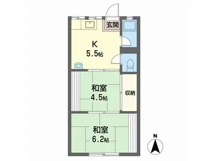 鳳アパート(2K/1階)の間取り写真