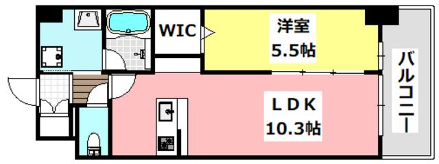 ストーリア茨木(1LDK/7階)の間取り写真