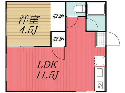 スカイコート佐倉(1LDK/1階)の間取り写真