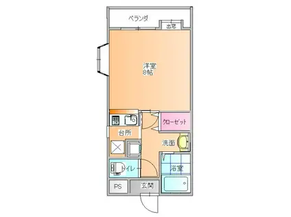 パロスビル(1K/8階)の間取り写真