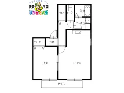 ウィルモア南が丘町D-ROOM(1LDK/1階)の間取り写真