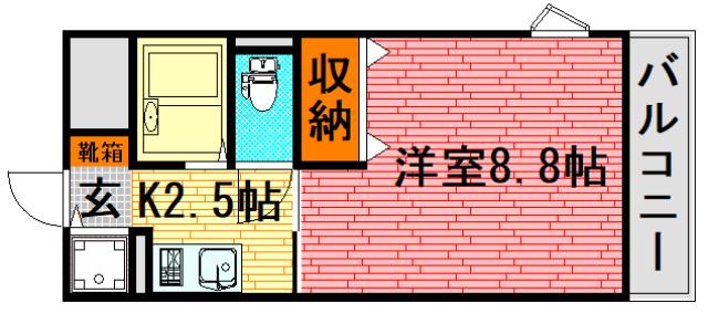 セゾン升本(1K/4階)の間取り写真