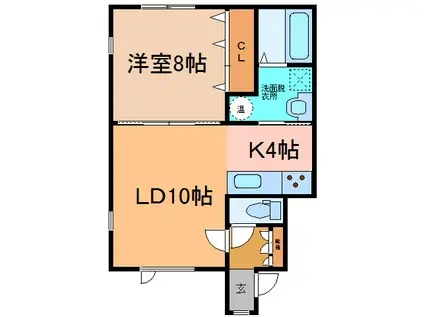 アバンタイム(1LDK/2階)の間取り写真