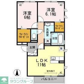 アルぺージュ大森D棟(2LDK/1階)の間取り写真